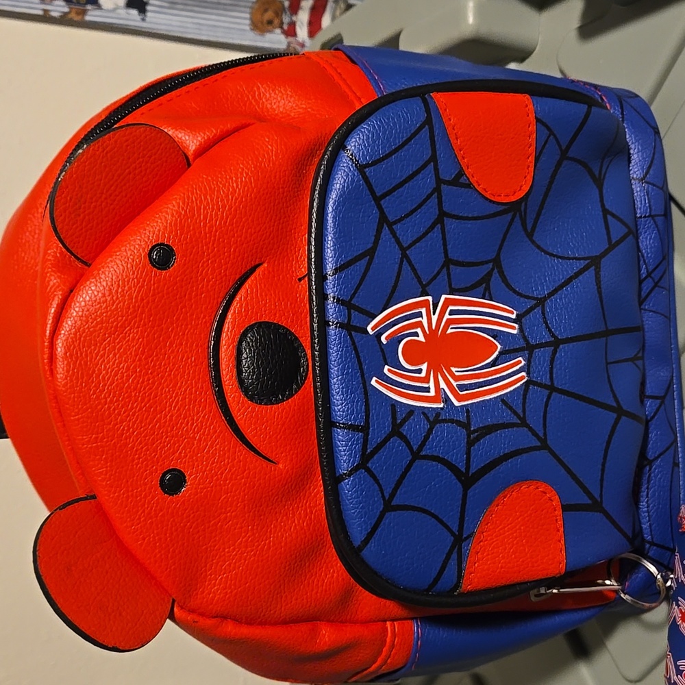 Marvel Spider-Man Bear 10 Inch Pleather Backpack w/ Coin Bag Offically Licensed